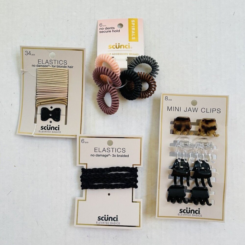 Scunci Hair‎ Accessories Assorted Elastic Tie Mini Jaw Clips New Opened